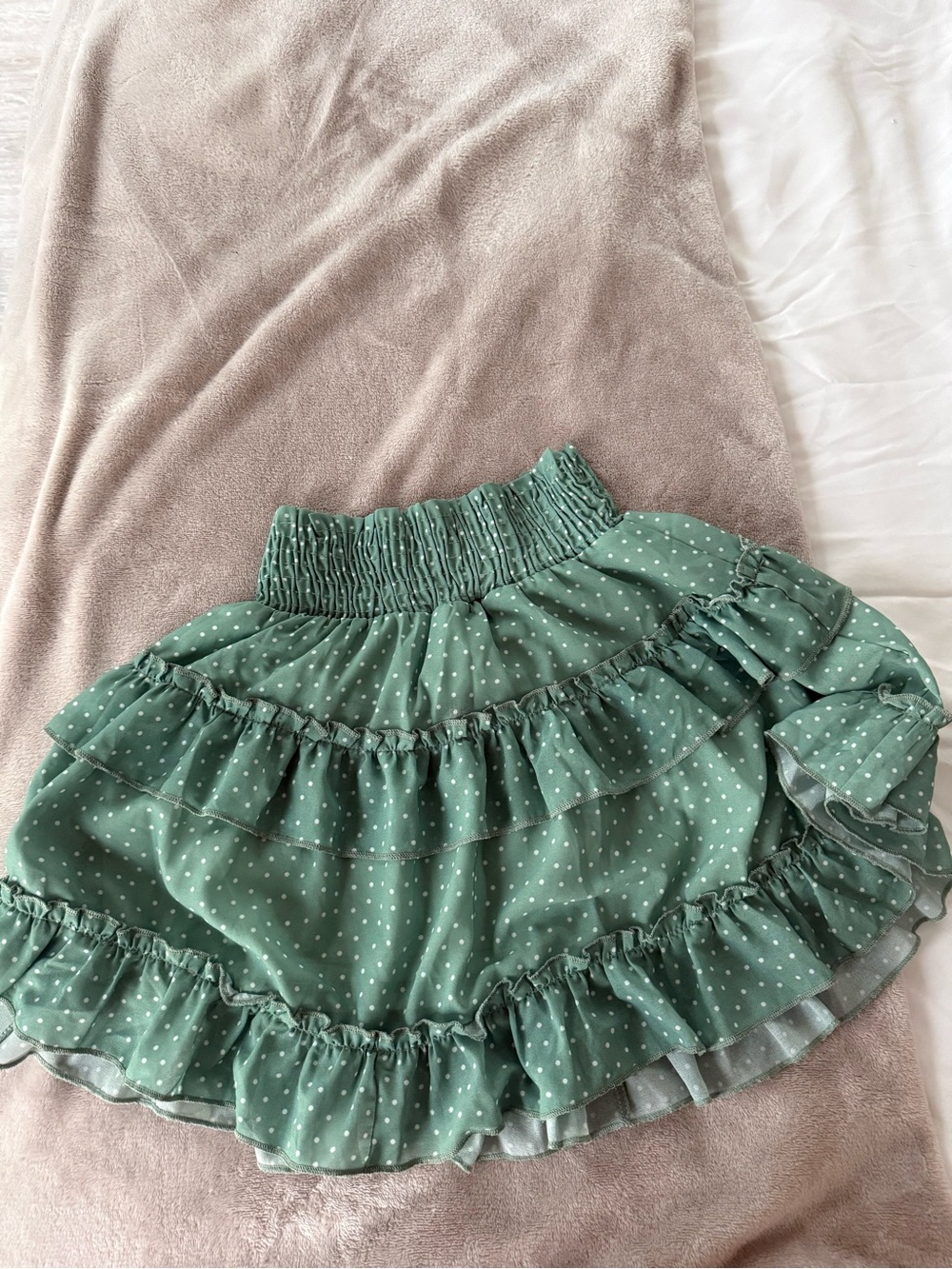 Women’s Green Polka Dot Ruffle Skirt